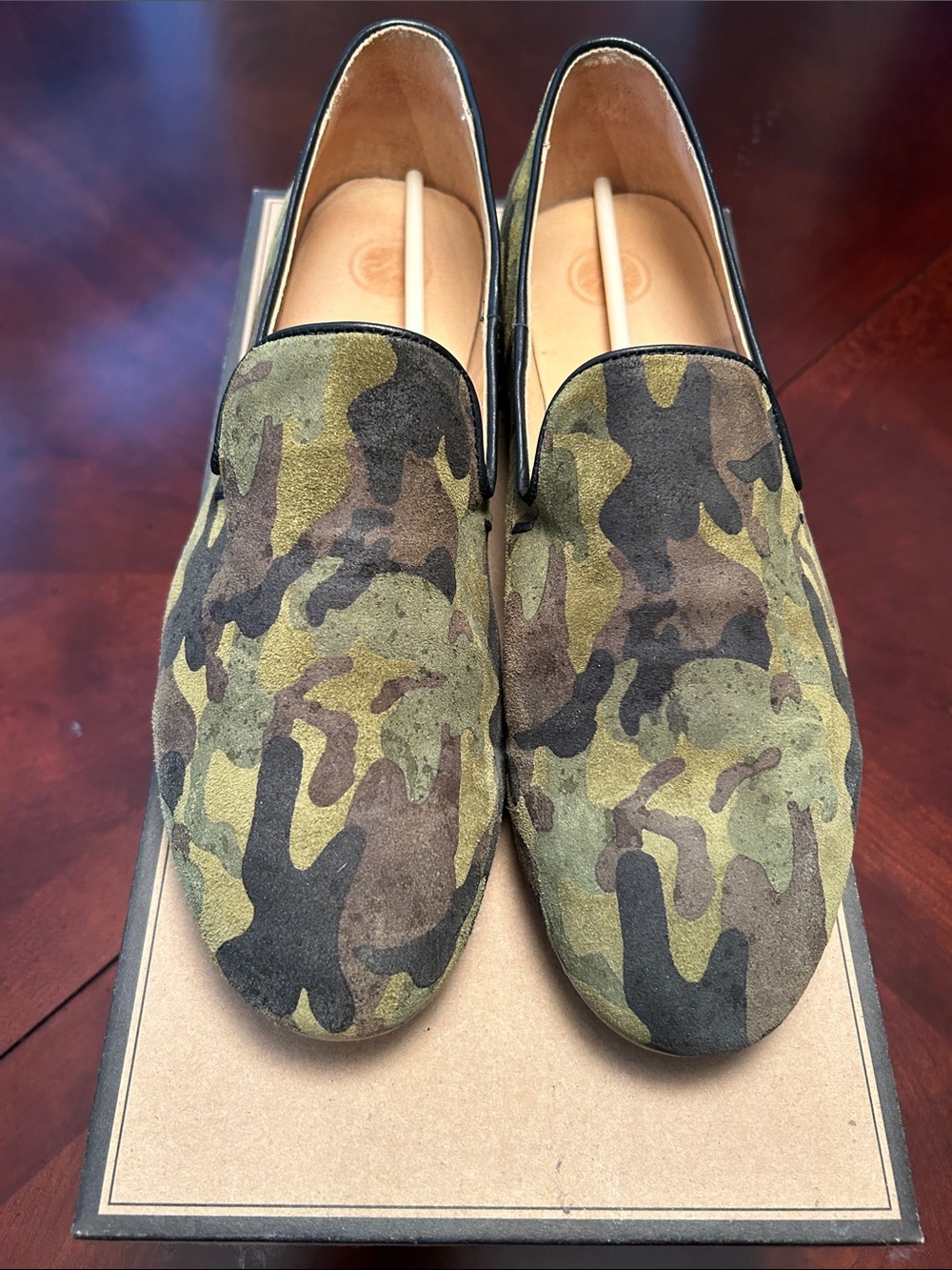 Men's Camouflage Suede Slip-On Loafers - Olive Camo